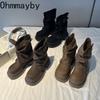 Vintage Platform Thick Bottom Women Ankle Boots Fashion Belt Buckle Autumn Winter Female Slip On Short Booties