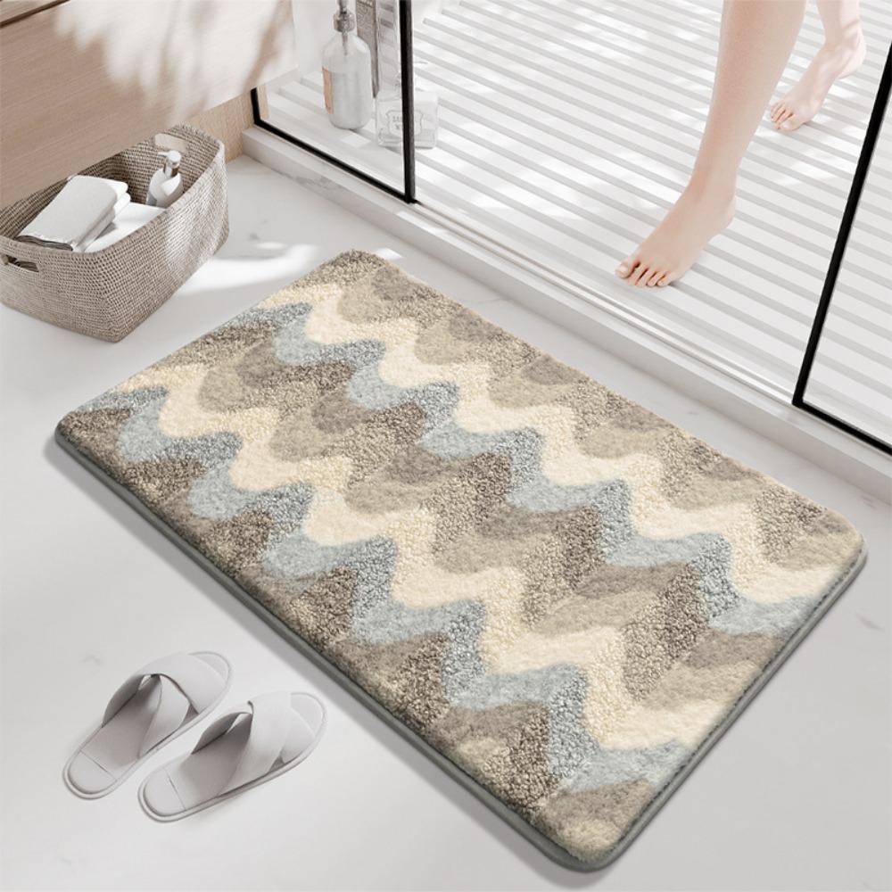Bunter Druck Schwamm Badezimmer Kaschmir Verdickungsmatte Bad Rutschfeste Teppiche Waschbecken Badewanne Boden Teppich Duschraum Fußmatte Memory-Schaum 3D-Pad