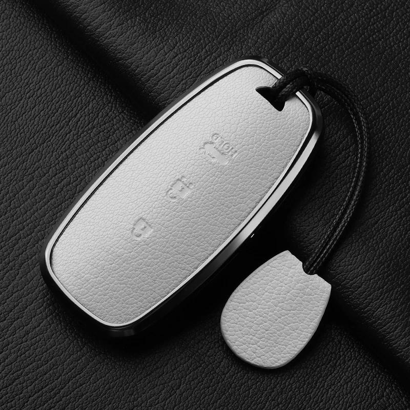 Housse Étui Porte-Clés de Voiture en Métal et Cuir 3 Boutons Pour Nissan X-Trail T33 Qashqai J12 Teana Accessoires Pour Voitures
