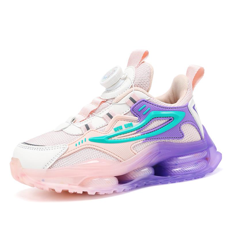 Sneakers breathable button shoes children's autumn soft-soled lightweight shoes boys and girls new 2025 wear-resistant mesh