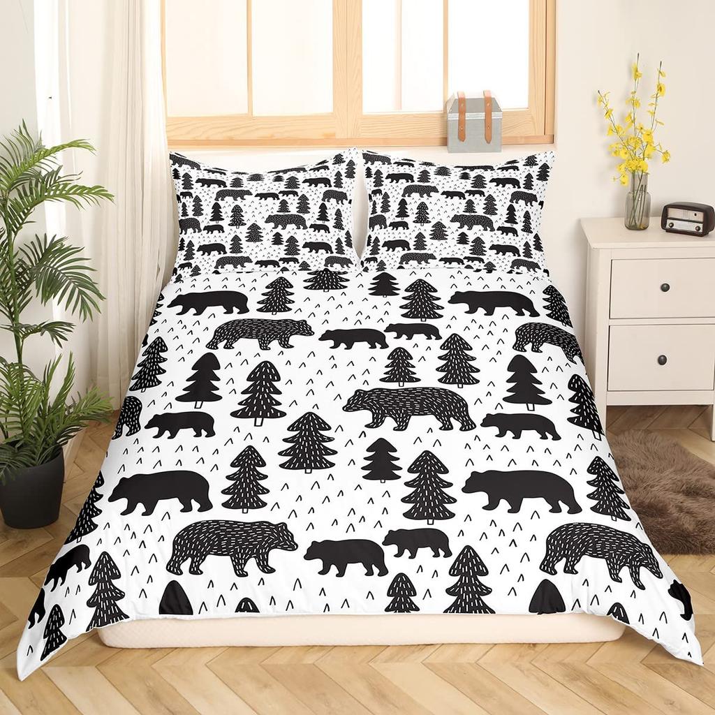 Merry Christmas Comforter Cover Queen King Size Christmas Tree Duvet Cover Pine Tree Bedding Set Xmas Ornament Duvet Cover Set