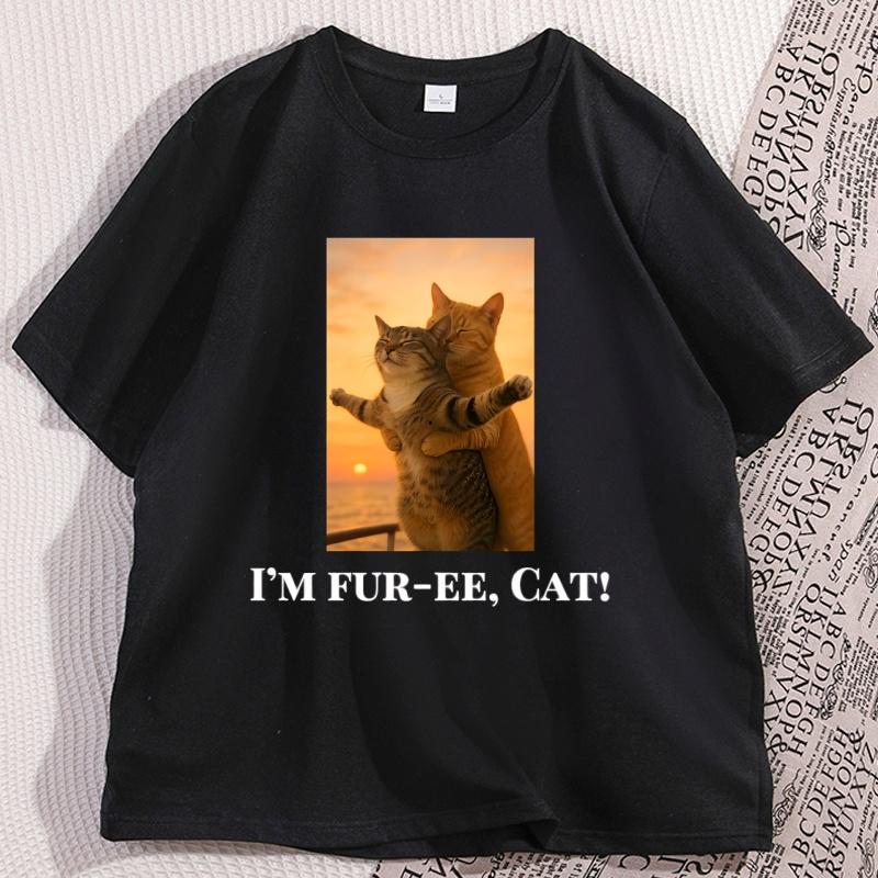 Lustiges Titanic Katze T-Shirt Lustiges Baumwolle Kurzarm Grafik-T-Shirt Lässiges Rundhals-T-Shirt Herrenkleidung Streetwear Y2k Tops