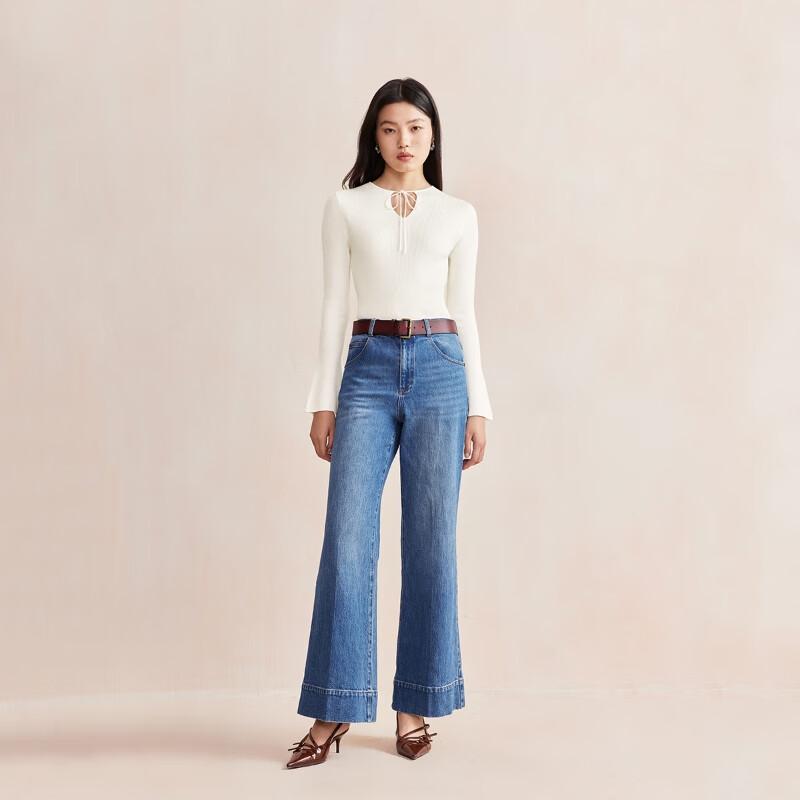 

VEROMODA Women s Long Sleeve V-Neck Tie-Front Knit Top M