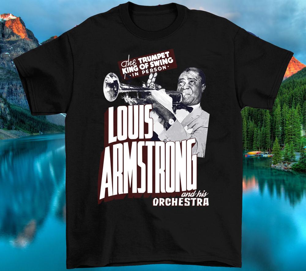 Vtg Louis Armstrong In Music Tour Cotton Black Full Size Unisex Shirt TR168 Unisex T-Shirt XXXL