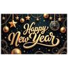 Holiday Celebration Banner Clock Gold Star Banner New Year Backdrop Shiny Design Happy New Year Banner For Office Celebration