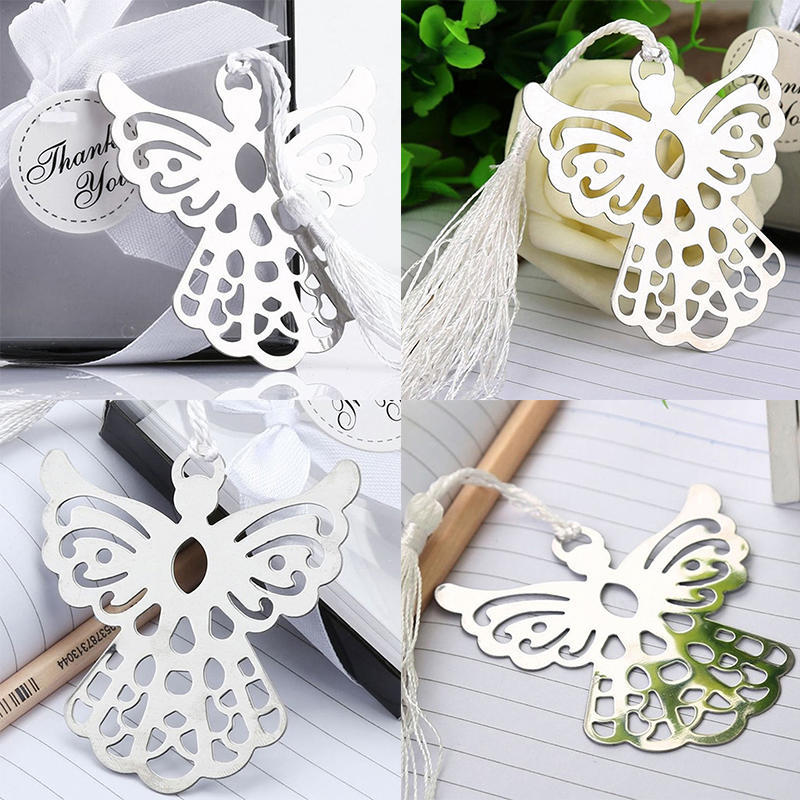 Hot Stainless Steel Silver Guardian Angel Bookmark Tassel Page Marker Ribbon Box