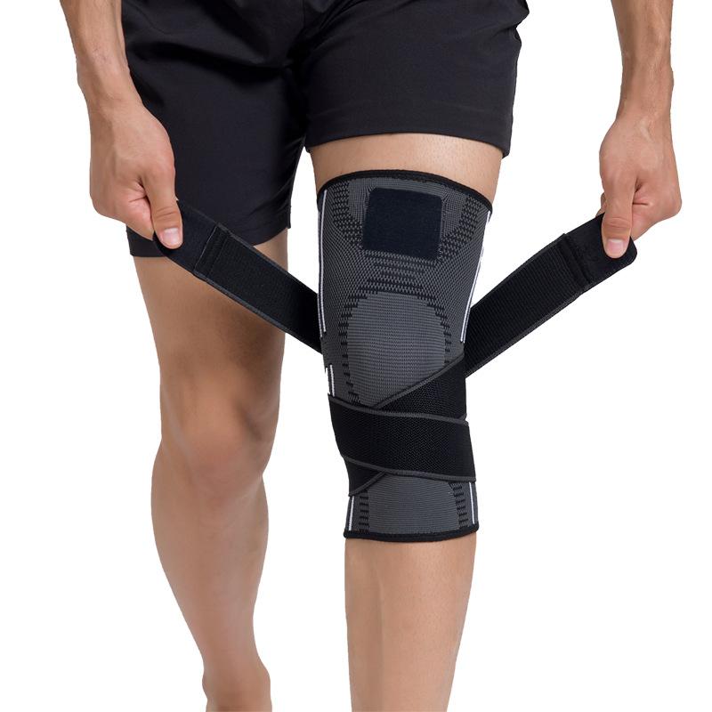 

Double Strap Elastic Pressurized Sports Knee Pads Knitted Breathable Running Basketball Skipping Rope Riding Patella Protective Leg Guard XL чёрный