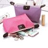 Striped Cosmetic Bag Portable Zippered Small Makeup Bag Foldable Stylish Toiletry Bag for Makeup Brushes Skincare Products