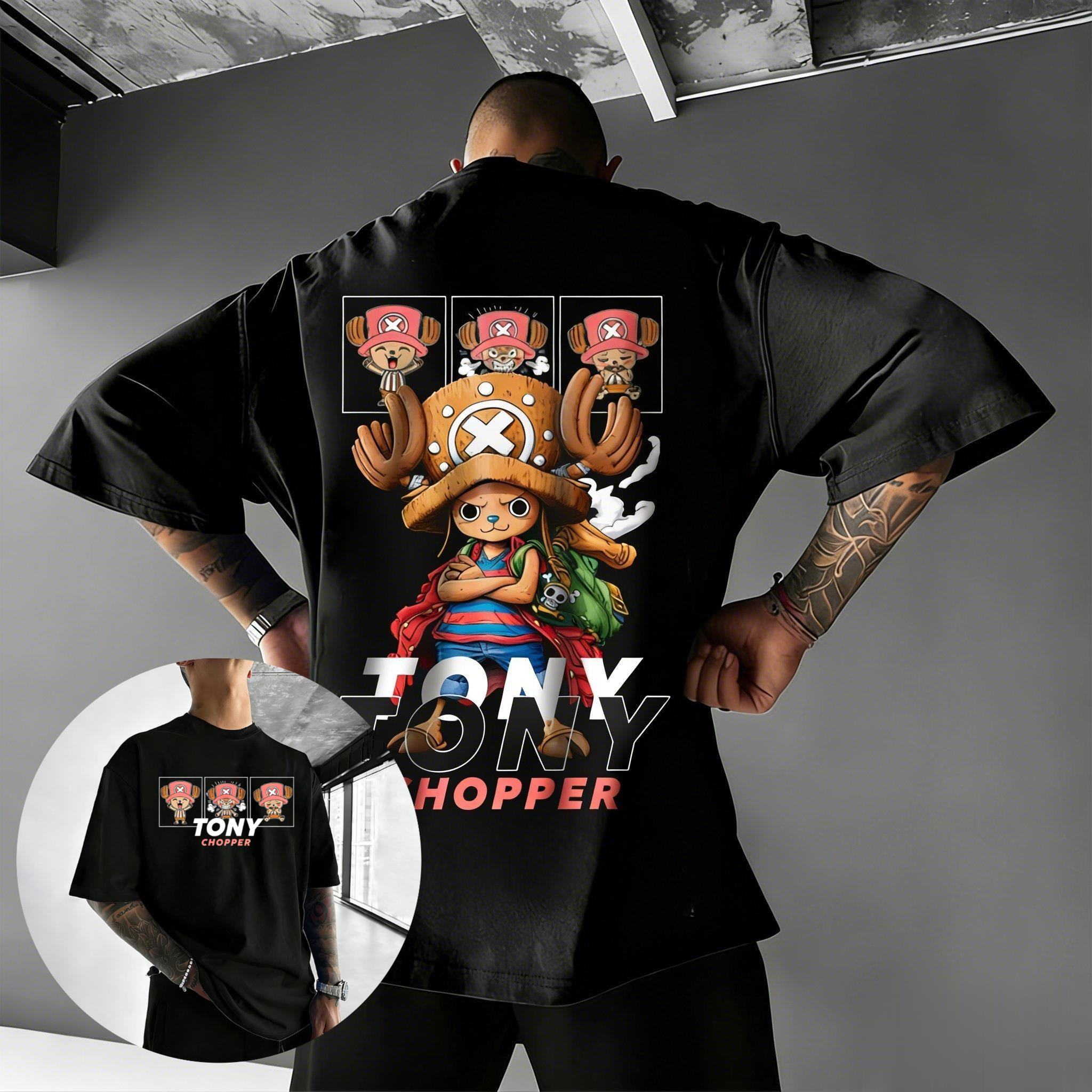 

One Piece Tony Chopper Anime T Shirt Men Women Cotton Short Sleeve Tee Cartoon Graphic Print Loose Casual Streetwear Tops Summer 4XL