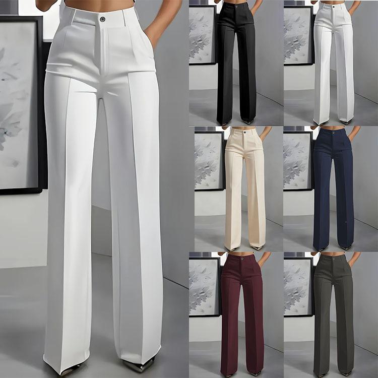 2026 Women's Plus Size High-Waisted Drapey Slimming Straight Trousers - European & American Style