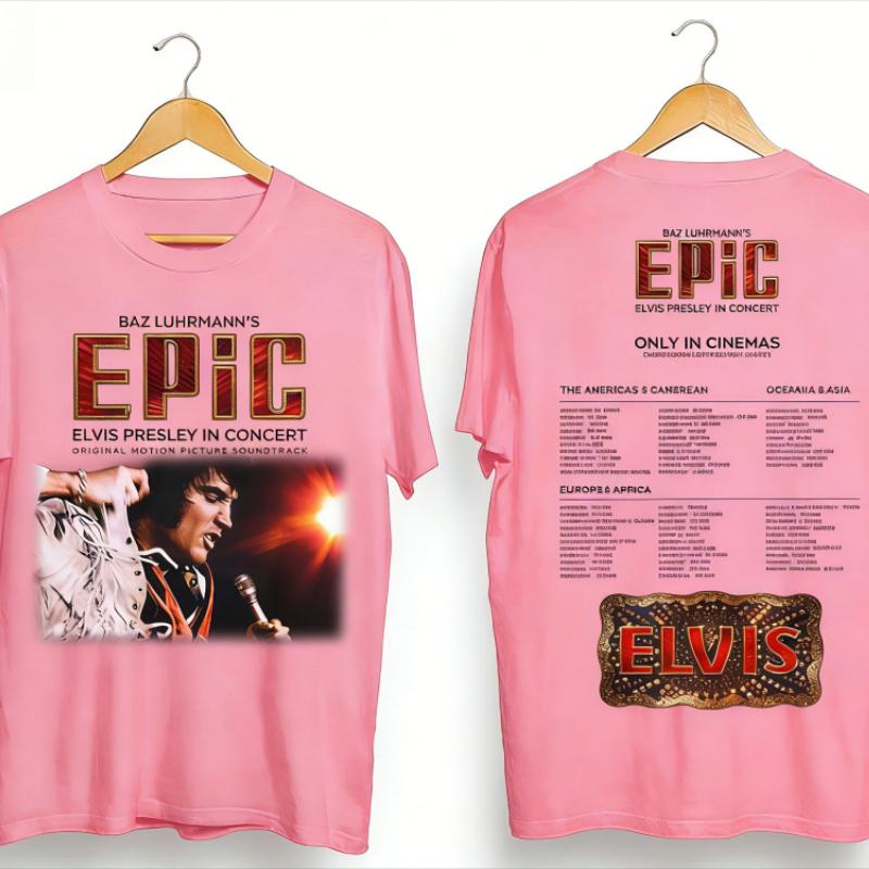 Elvis Presley 2026 Konsertturné Vintage Rock T-shirt Turnéschema Dubbelsidigt Tryckt Bekväm Retro Högkvalitativ T-shirt