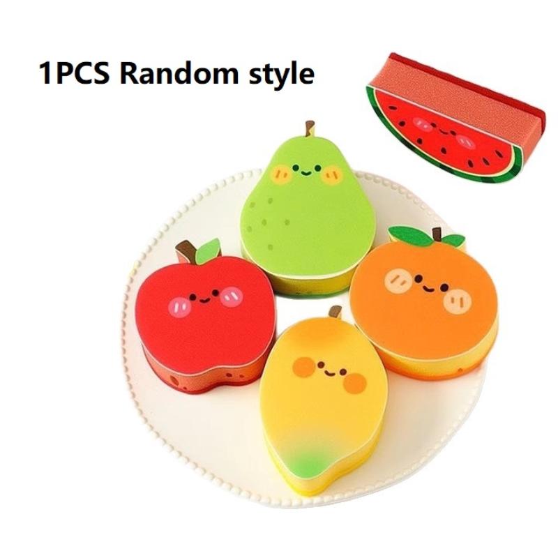 

1/4Pcs Cute Fruit Shape Thickened Sponge Dishwashing Wipe Washcloth Kitchen Household Pot Brush Dish Sponge Cleaning Tool