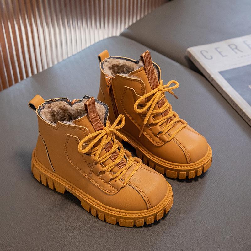 Children's Martin Boots Autumn and Winter 2025 New Girls Soft Sole Single Boots Boys Short Boots Fashion Small Yellow Boots Girls Leather Boots