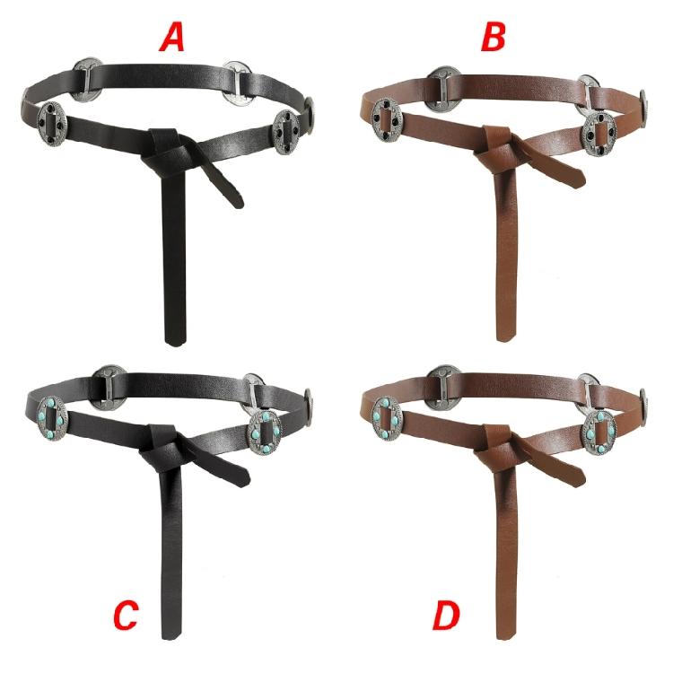 Adjustable Retro Carved Metal Decors Waist Belt Exquisites Handcrafts PU Leather Belt Waistband for Fashion Enthusiasts