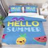 Hello Summer Duvet Cover Set Watercolor Watermelon Fruits Bedding Set Summer Holiday Theme Blue Rustic Cabin Comforter Cover