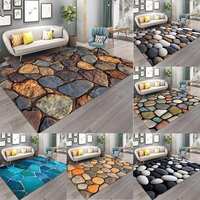 3D Stone Pebble Pattern Carpet Simple And Natural Style Suitable For Balcony Mat Hallway Living Room Decorative Mat