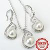 S925 Bridal Rhinestone Pearl Necklace Jewelry Set European and American Banquet Dress Earrings Accessories