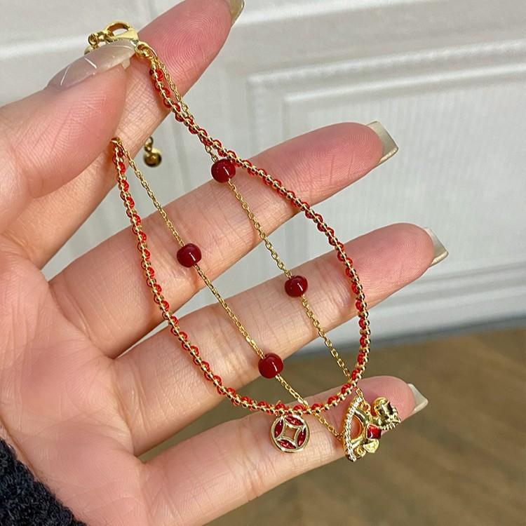 18k real gold electroplated zir*****il drop pony bracelet new Chinese natal year bracelet light luxury jewelry women