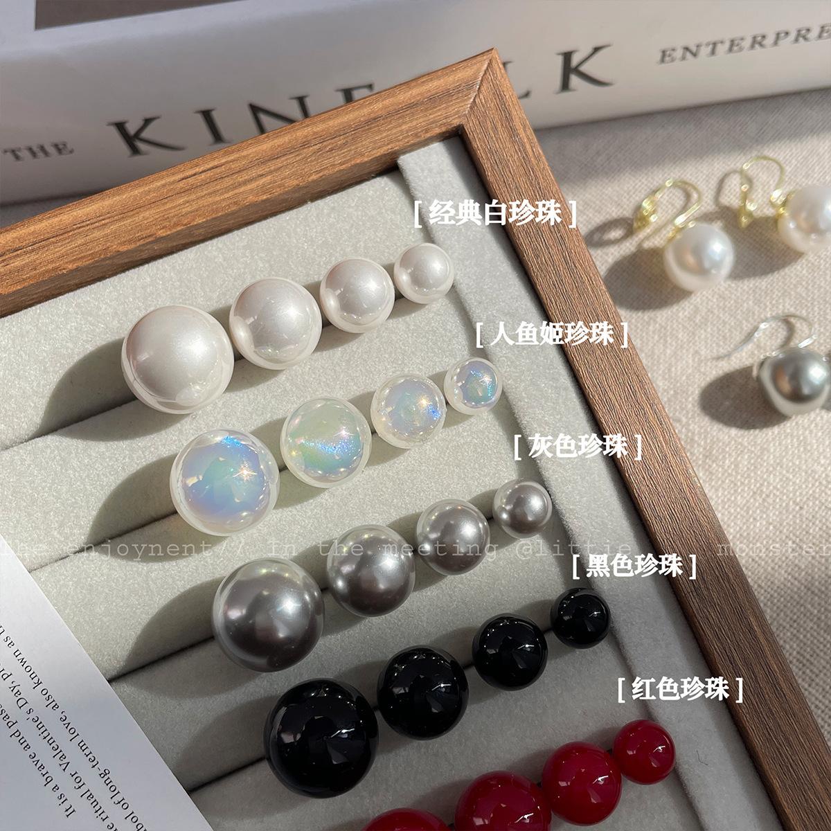 

Элегантные крупные серьги из серого жемчуга с серебряной иглой