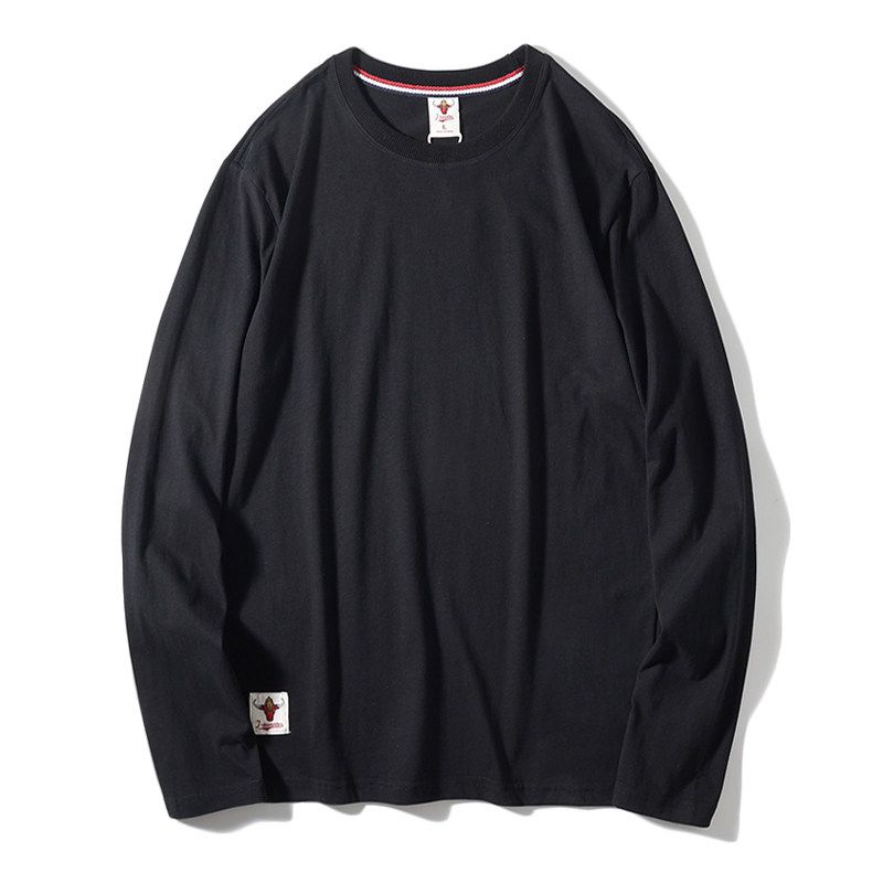 Export Tail Order T-Shirt Men's Long Sleeves Pure Cotton Autumn American Fashion Brand Bottoming Shirt Cut Label Original Order Menswear Clothing