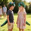 Divertente Outfit Scolastico Triceratopo Set Fascia e Coda di Dinosauro per Adulti Bambini Fai da Te