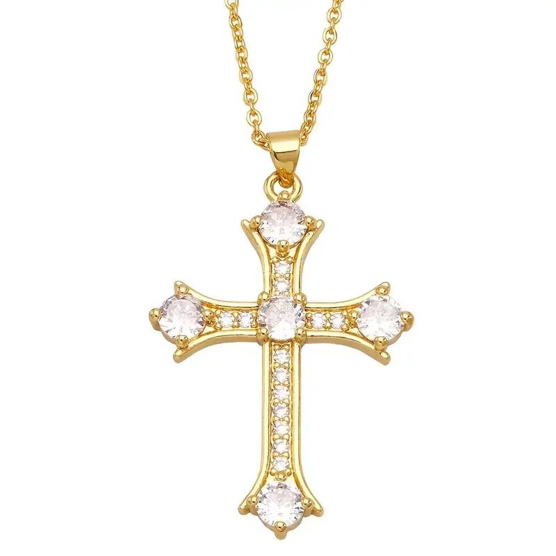 CAOSHI Fashion Lady Cross Pendant Necklace with Brilliant Zirconia Stylish Jewelry for Daily Life Trendy Women Party Accessories