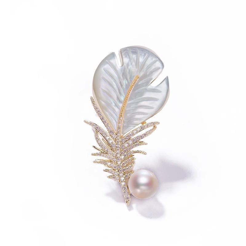 Matte Gold Pearl Wheat Ear Corsage Brooch for Women - High-End Versatile Pin with Anti-Exposure Design