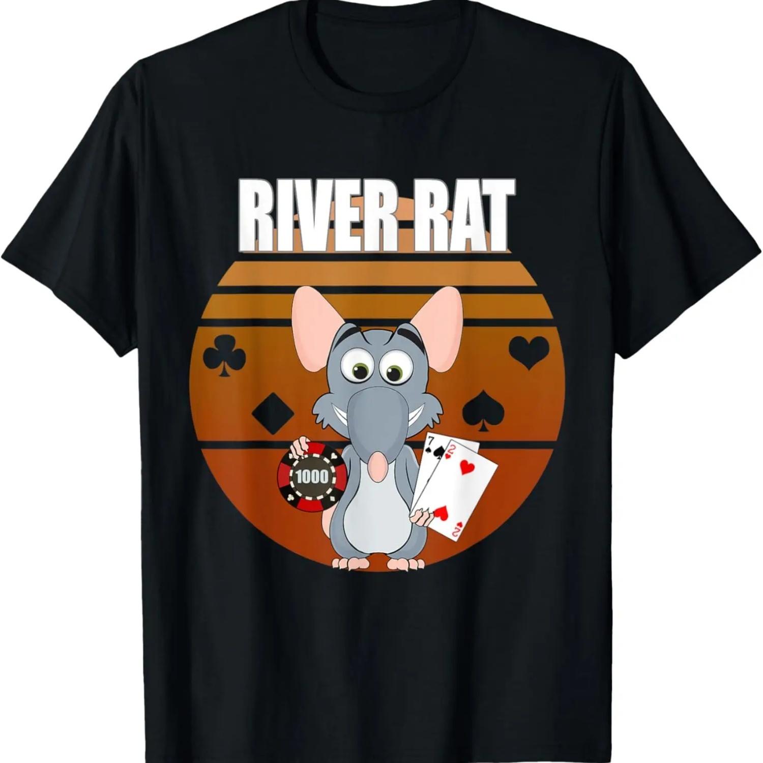 

River Rat Poker Funny Texas Holdem design T-Shirt XXXXXL чорний