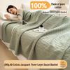 Class A Pure Cotton Three-Layer Gauze Blanket: Summer Cool, All-Season Jacquard Nap & Air Conditioning Quilt