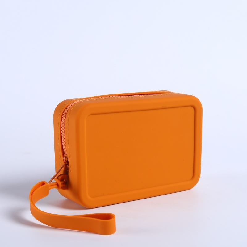 Waterproof Silicone Makeup Storage Bag Vintage Smooth Zipper Portable Pouch for Cosmetics Earphone Keys Travel