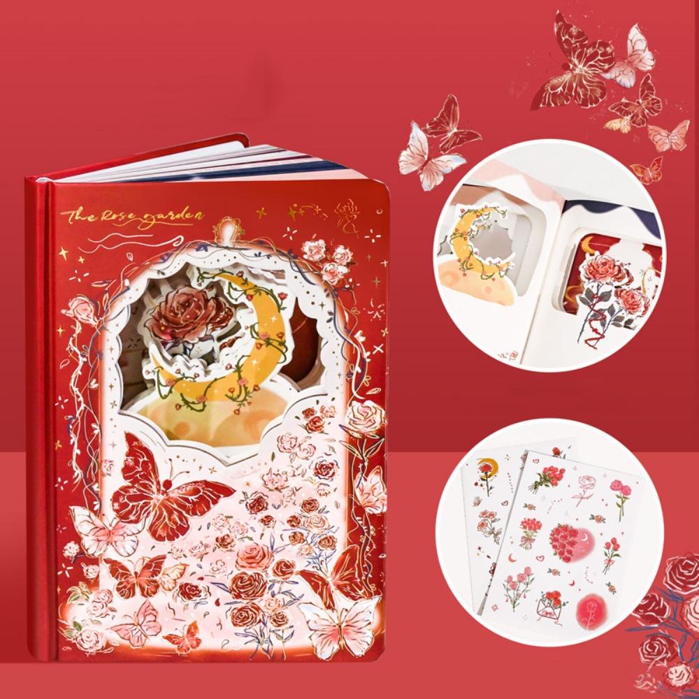 Color Pages Exquisite Diary Notebook Rose Style Romantic Diary Planner Retro Rose Notebook  School
