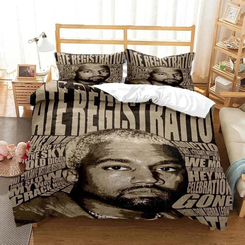3D Print Rapper Kanye West Musik Bedding Set Double Twin King Duvet Cover Comforter Pillowcase Boys Girls Adults Bedroom