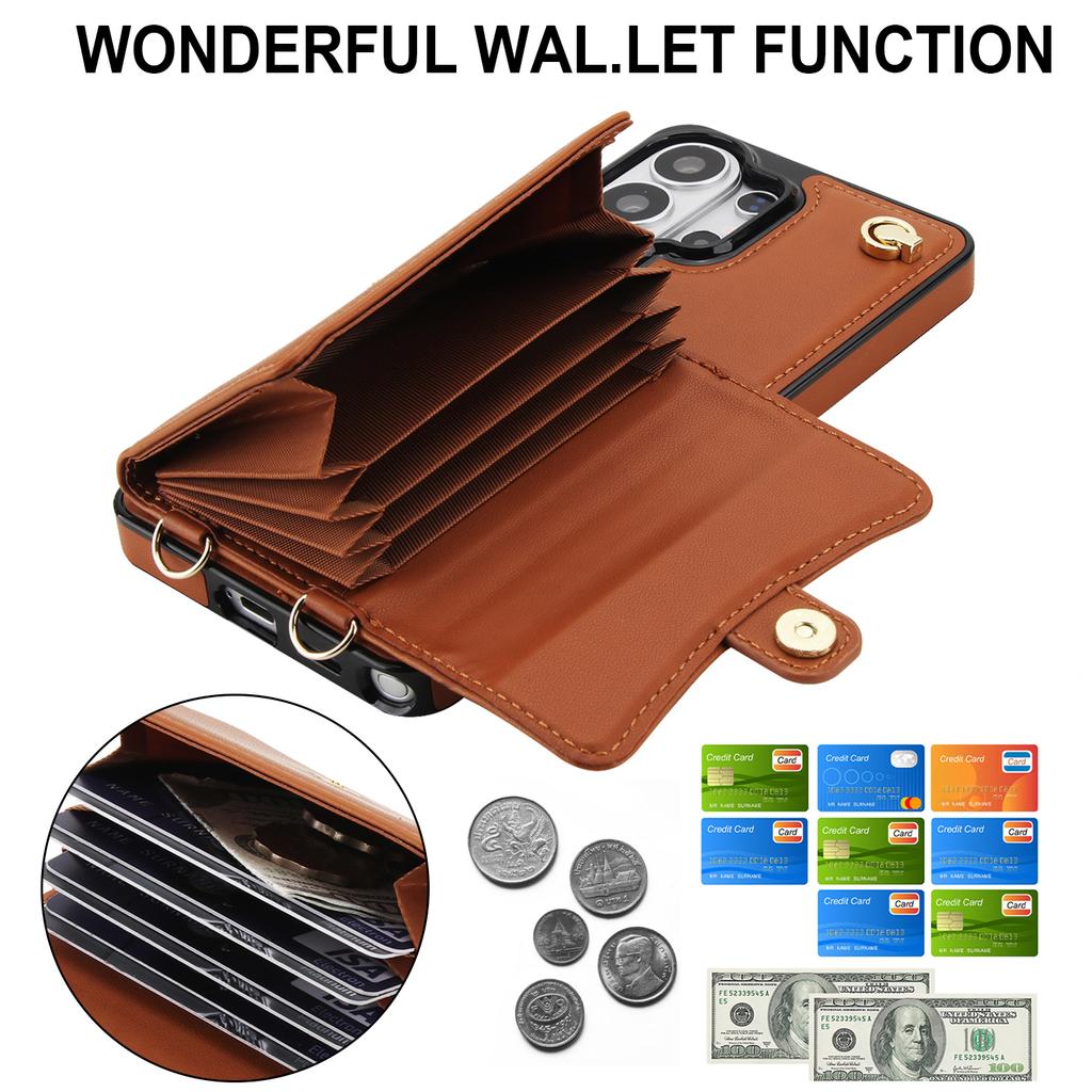 Crossbody Shoulder Strap Wallet Credit Card Solt Case for Samsung Galaxy S26 Ultra S25 Edge S24 Plus A16 A15 A35 A55 Cover