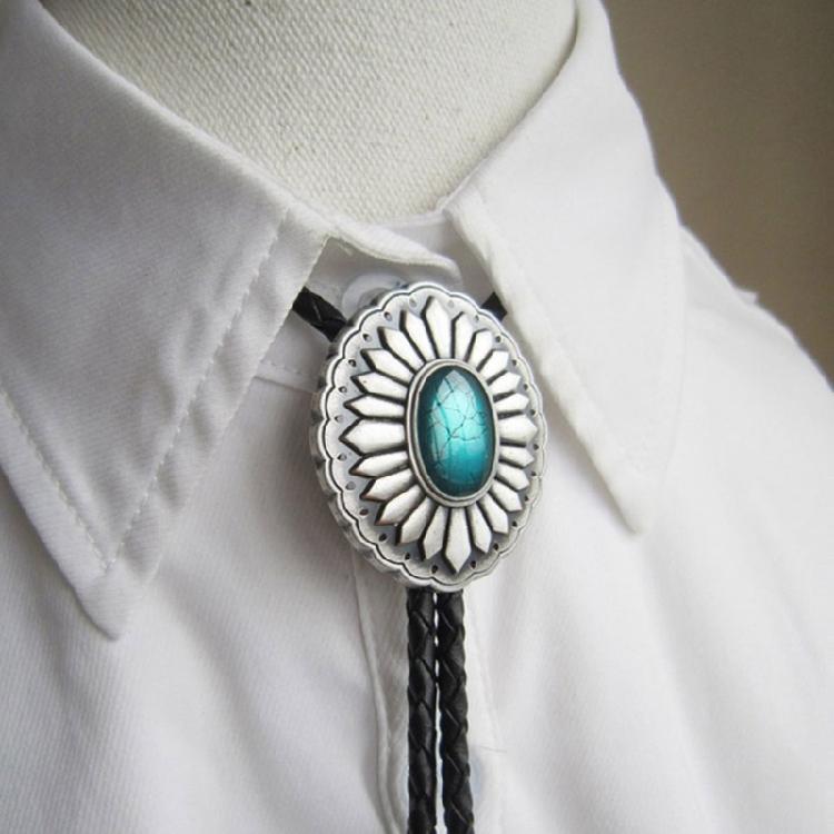 Catena Camicia Retros Collare Bolo Corda Collana in Pelle Cravatta Cravatta da Uomo d'Affari per Uomini alla Moda