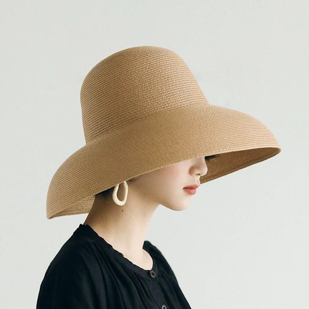 Boho Straw Hat Dome UV Protection Cap Casual Weave Hat  Travel