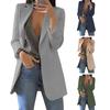 Women Suit Coat Lapel Long Sleeve Open Front Suit Jacket with Pockets Solid Color Slim Fit Office Work Basic Outerwear