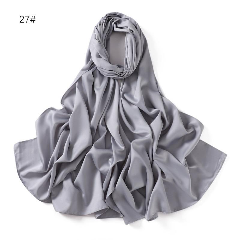 Summer New Carf Matte Satin Monochrome Long Scarf, Satin Imitation Silk Solid Color Long Silk Scarf Headscarf
