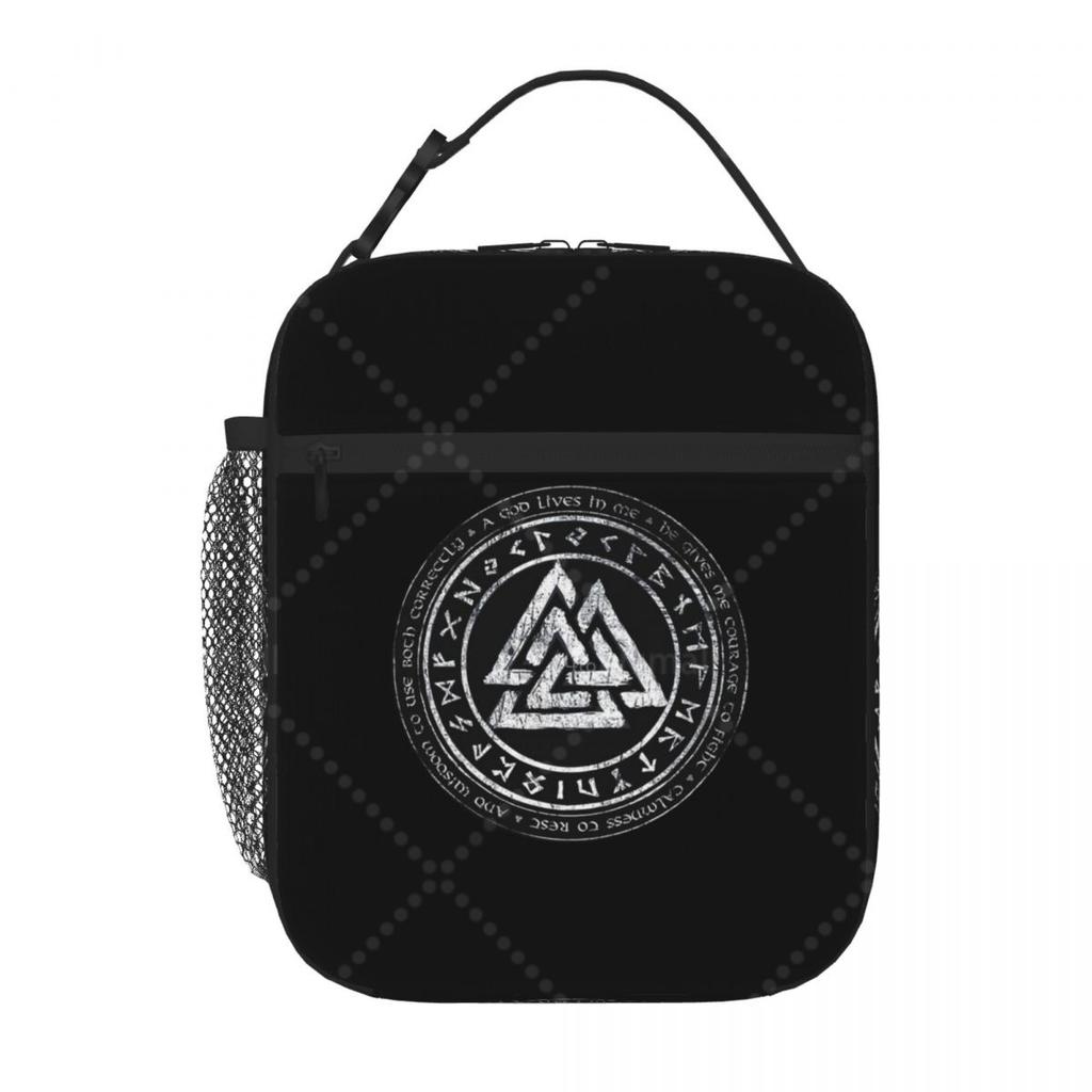 Viking Odin Valknut Runes Lunch Bag Reusable Portable Cooler Thermal Lunch Box Oxford Bento Tote Bag for Work Travel Picnic