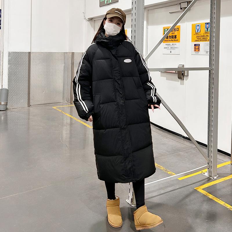 Winter Padded Down Cotton-padded Jacket Women's Fashion Over The Knee Extended Casual Cotton-padded Jacket.