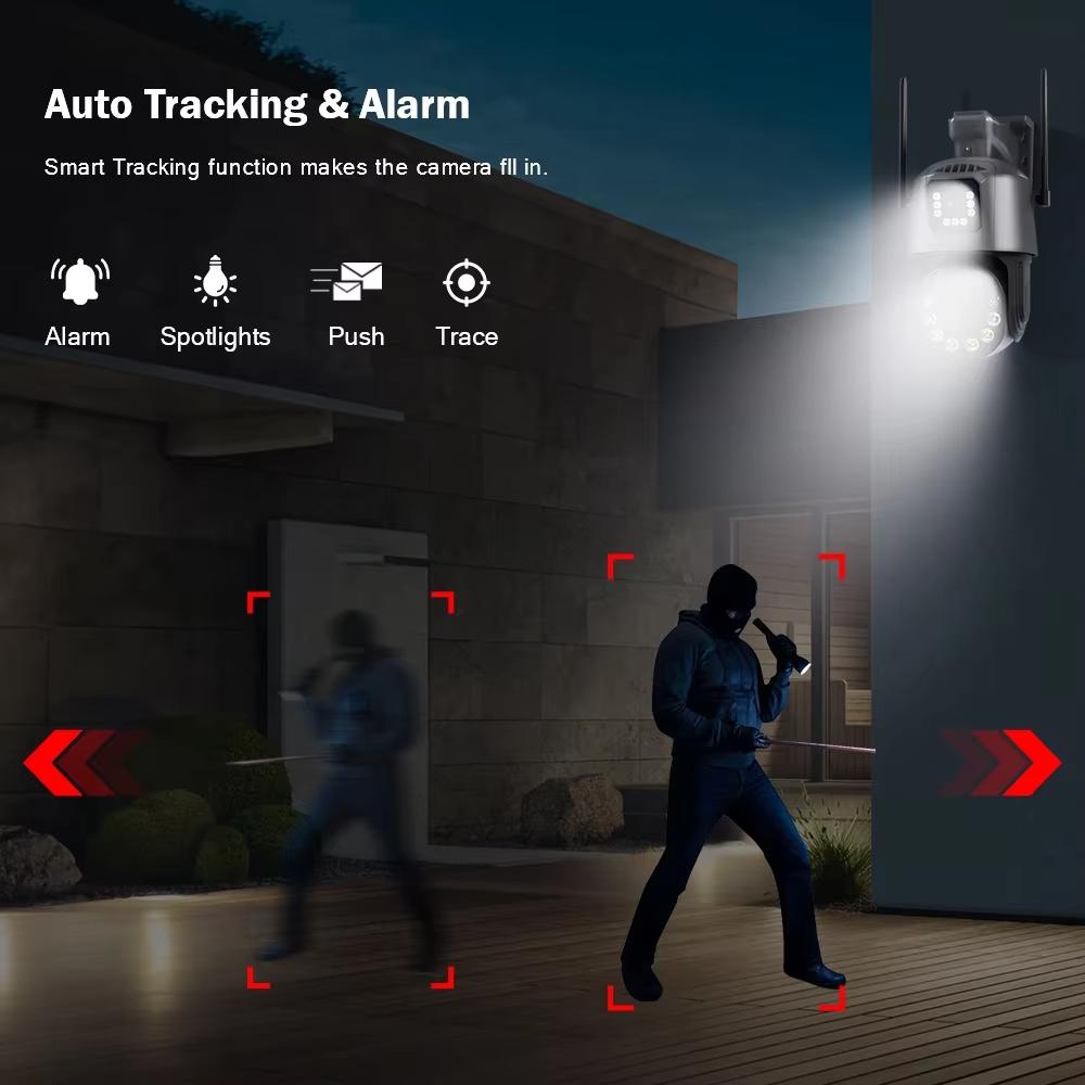 New Wifi Camera HD 6MP PTZ 50X Zoom Two-way Audio Color Night Vision Outdoor Waterproof CCTV Surveillance Security Wi-Fi IP Camera