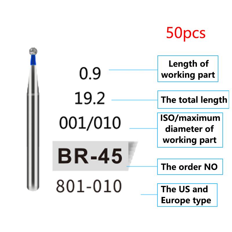 

50Pcs Dental Diamond Burs Drill FG 1 6Mm High Speed Handpiece For Denspay Polishing Whitening Lab