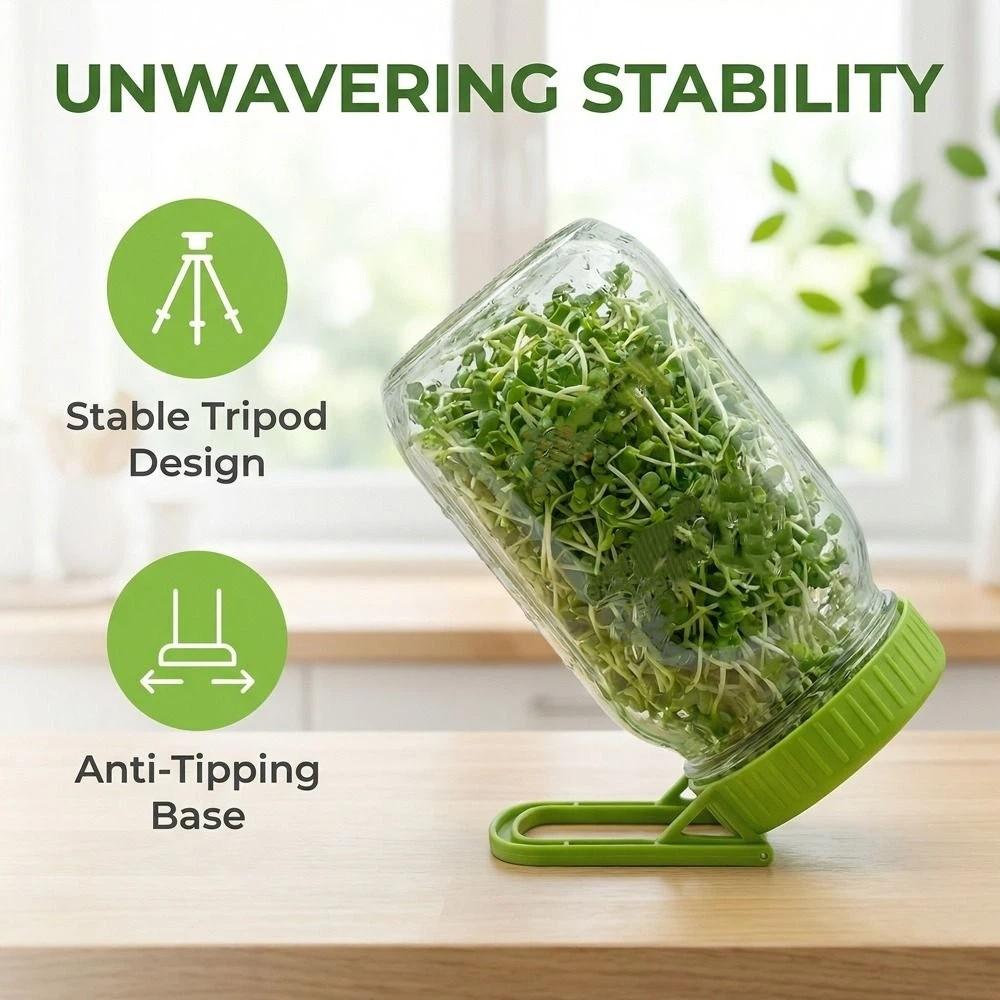 Plastic Mason Sprouting Lid With Bracket Sprouting Tray Germination Jar Lid Draining Mesh Nursery Plate Jar Sprouting System