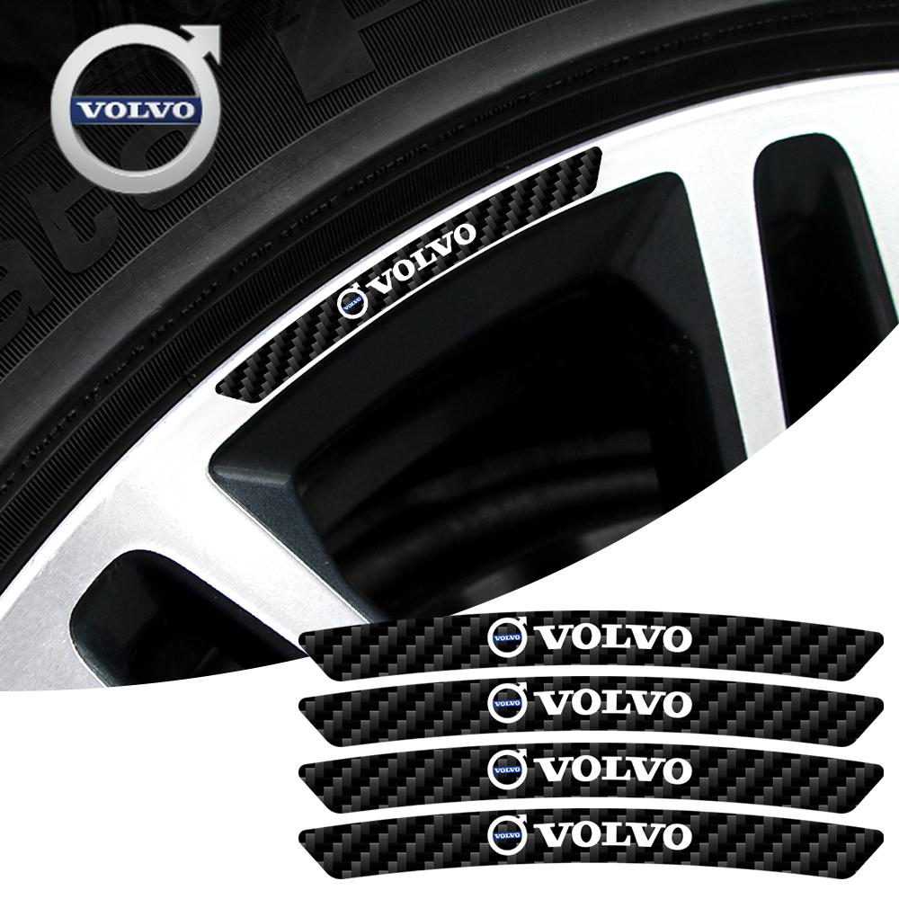 For Volvo 4pcs/set Carbon Fiber Car Wheel Curved Rim Decoration Stickers For Volvo Rdesign XC90 S60 XC60 V70 S80 S40 V50 V40 V60