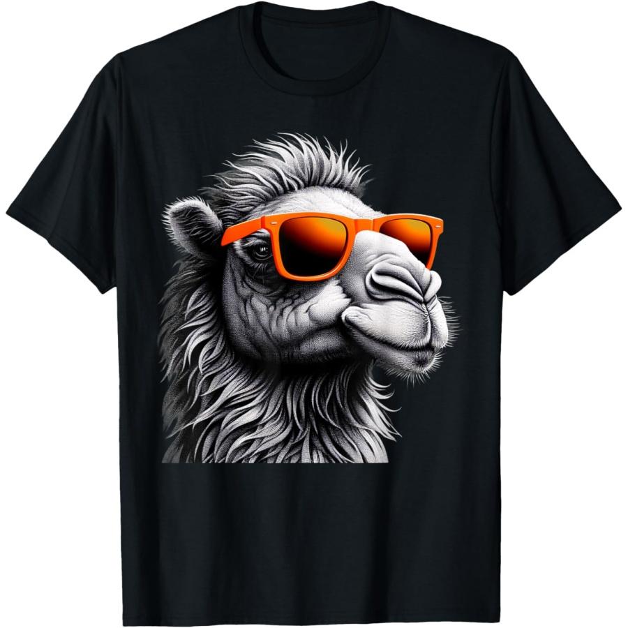 Крутая футболка с графическим рисунком верблюда в солнечных очках XXXXXL чёрный