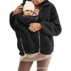 Women Maternity Fleece Hooded Jacket Zip‑Up Multifunctional Baby Carrier Coat Warm Parent‑Baby Outerwear Autumn Winter
