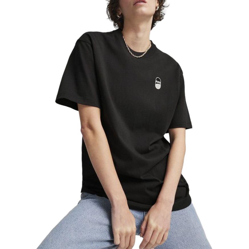 Puma Downtown 180 Logo Casual Round Neck Short Sleeve T-Shirt Unisex T-Shirt Black 626086-01