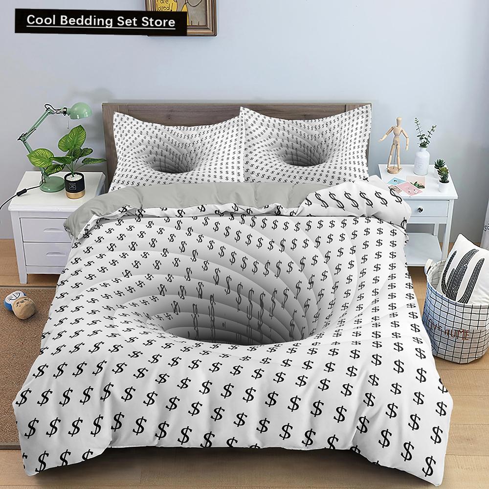 Comforter 3D Psychedelic Abstract Double Queen Bedding Set 2/3Pcs King Full Size Blue Polyester Comforter