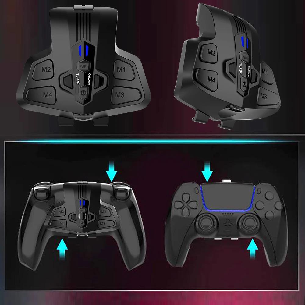 Backplate Programable Remap Kit for PS5 DualSense Gamepad PC Back Buttons with Turbos Macro Function RGB Back Paddles Attachment