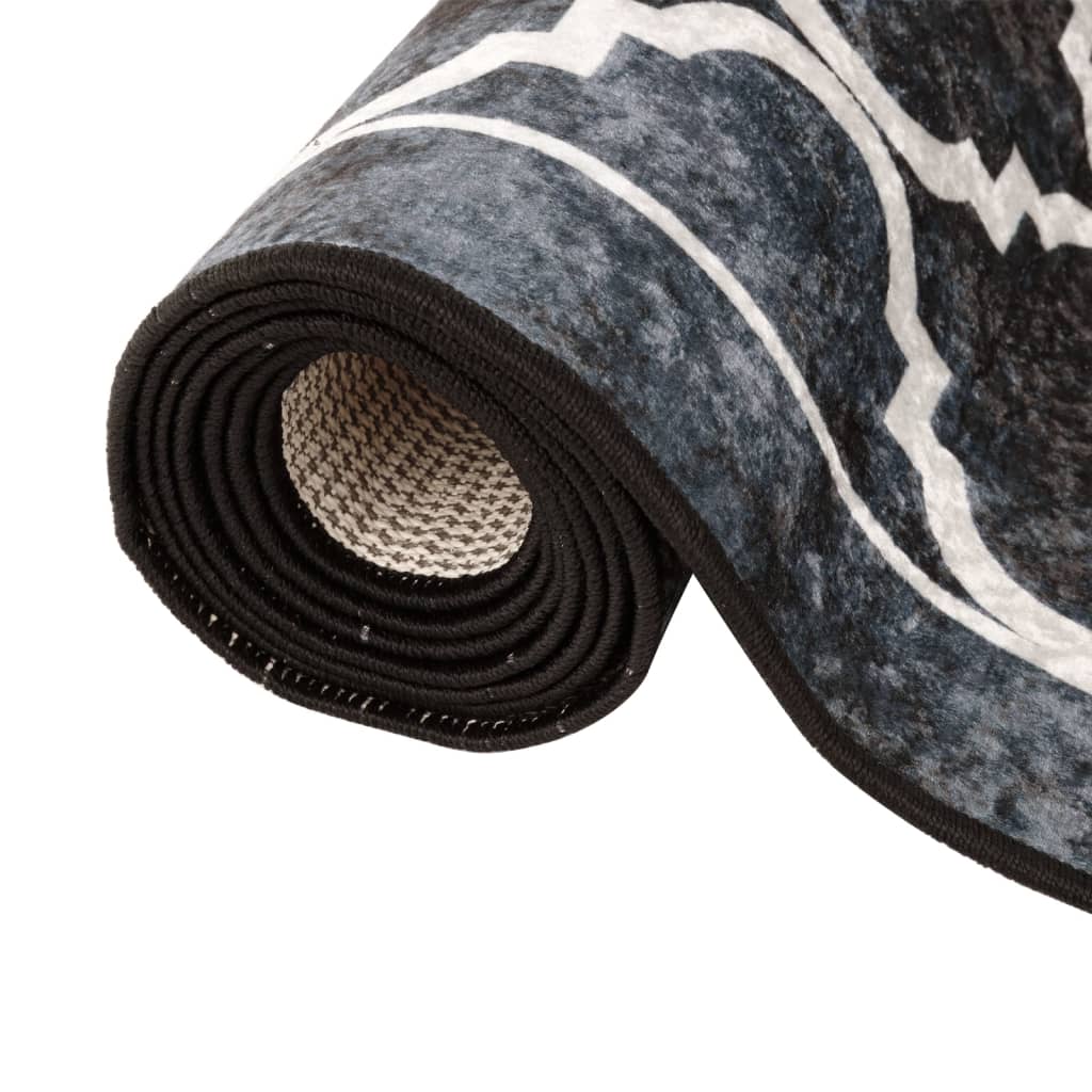 Washable Rug Black and White 80x150 cm