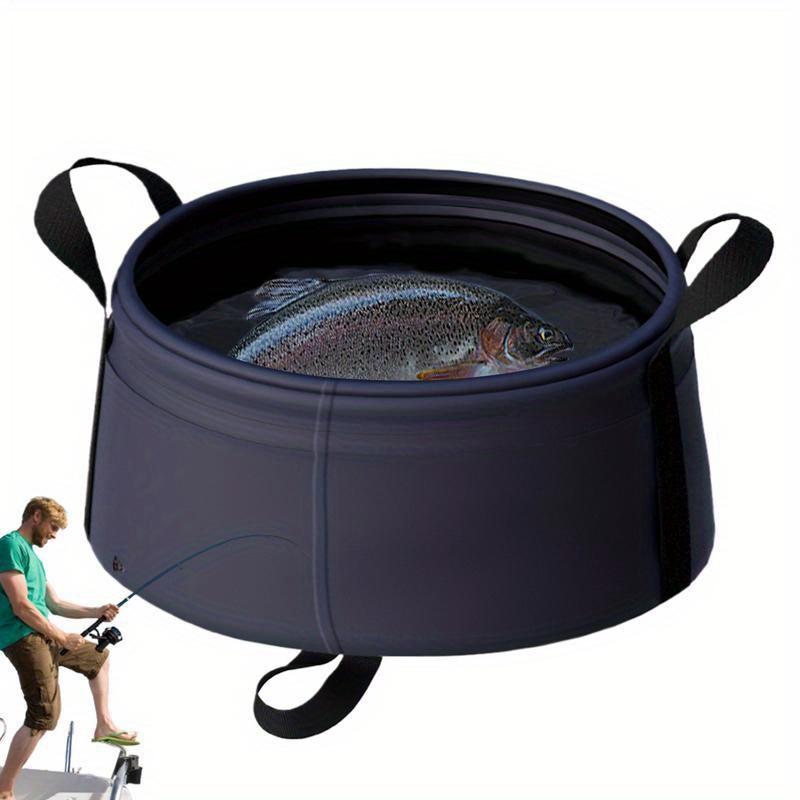 1PC Folding Portable Fishing Bucket with Comfortable Handle, Ideal for Camping, Picnics, Travel, Washbasin, Fishing Bucket, Outdoor Supplies